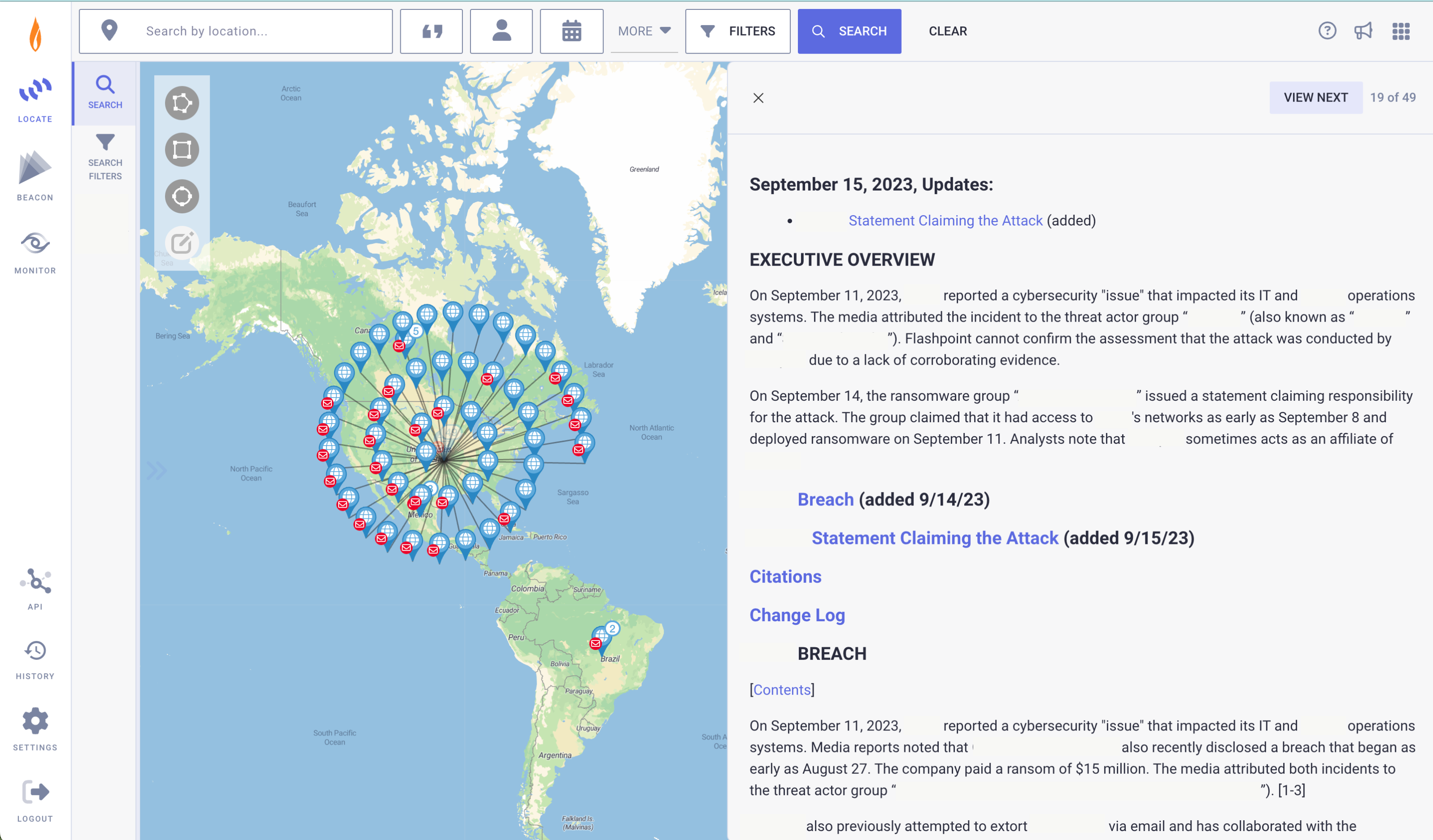 Preempt Executive and Physical Threats geospatial intelligence dashboard