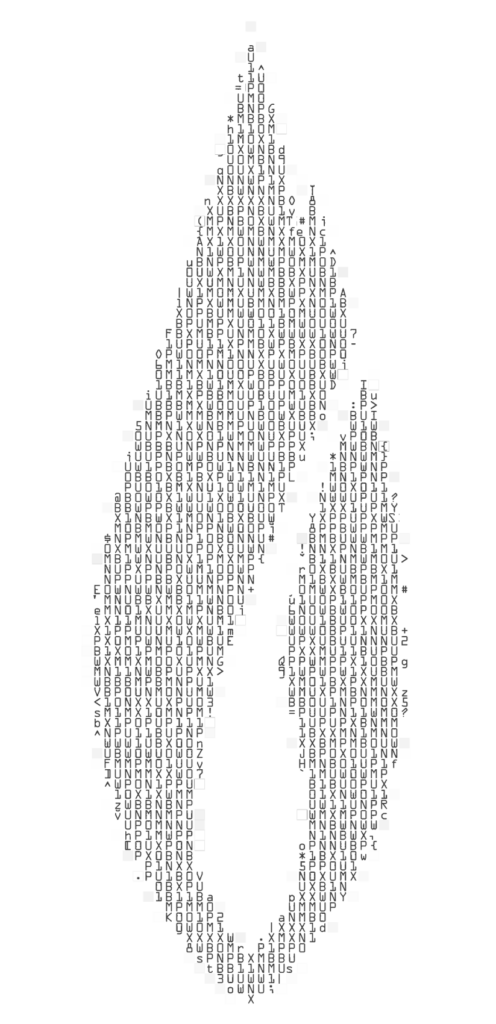 Glyph of Flashpoint's logo, made out of ASCII characters