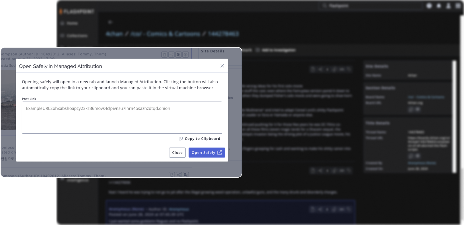 Flahspoint - Open Safely in Managed Attribution pop-up window